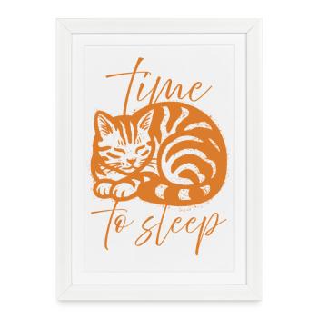 chat endormi - Affiche encadrée (27 × 37 cm) - blanc - Devant