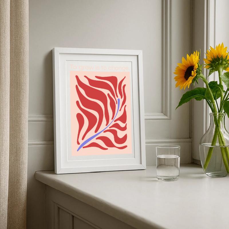 Growth through change – leaf shape pattern Framed poster (27 × 37 cm)