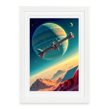 L’humanité trouve enfin sa nouvelle maison dans l’espace - Affiche encadrée (27 × 37 cm) - blanc - Devant