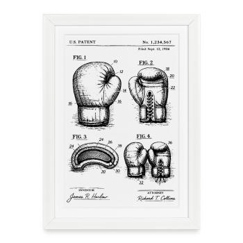 Plan de brevet des gants de boxe - Affiche encadrée (27 × 37 cm) - blanc - Devant