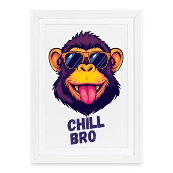 Chill Bro Monkey - Framed poster (27 × 37 cm) - white - Front