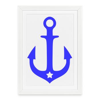 Ancre Nord avec Étoile – Bleu - Affiche encadrée (27 × 37 cm) - blanc - Devant