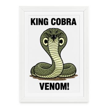 Cobra Royal Venin Serpent Danger King Cobra - Affiche encadrée (27 × 37 cm) - blanc - Devant