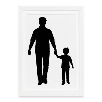 Father Child Silhouette Walking Family Dad Love - Framed poster (27 × 37 cm) - white - Front