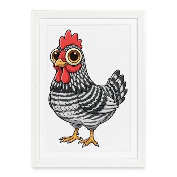 Funny Amrock - Chicken with Stripe Pattern - Framed poster (27 × 37 cm) - white - Front