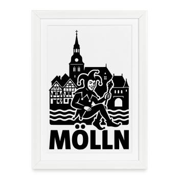 Monument de la silhouette de la ville de Mölln - Affiche encadrée (27 × 37 cm) - blanc - Devant