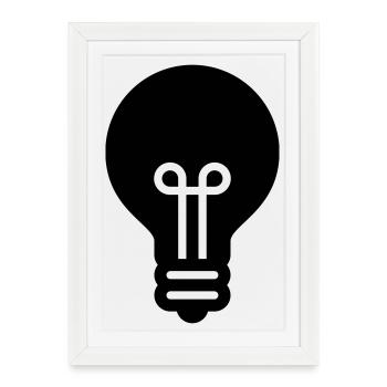 Ampoule, idée, innovation, idéale pour - Affiche encadrée (27 × 37 cm) - blanc - Devant