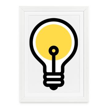 Ampoule, Électricien, Idée, Innovation - Affiche encadrée (27 × 37 cm) - blanc - Devant