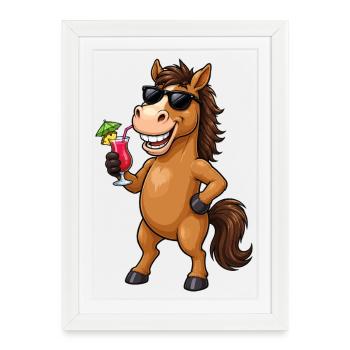 Étalon de lunettes de soleil avec cocktail - Affiche encadrée (27 × 37 cm) - blanc - Devant