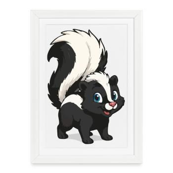 Motif de dessin animé de moufette mignon - Affiche encadrée (27 × 37 cm) - blanc - Devant