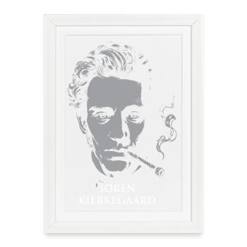 Soren Kierkegaard Portrait with Cigar - Framed poster (27 × 37 cm) - white - Front
