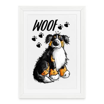 Woof Bouvier bernois - Affiche encadrée (27 × 37 cm) - blanc - Devant