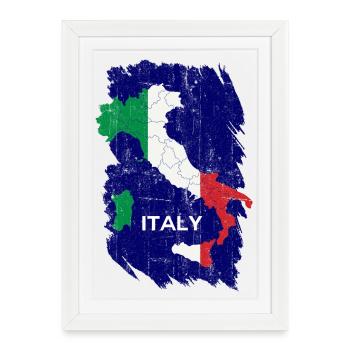 Carte du drapeau italien - Affiche encadrée (27 × 37 cm) - blanc - Devant