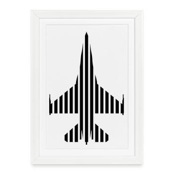F-16 Viper / Chasseur à réaction Fighting Falcon / F16 - Affiche encadrée (27 × 37 cm) - blanc - Devant