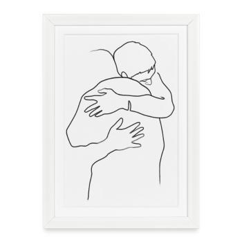 Hug, two people - Framed poster (27 × 37 cm) - white - Front