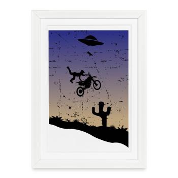 Cascade de motocross - Affiche encadrée (27 × 37 cm) - blanc - Devant