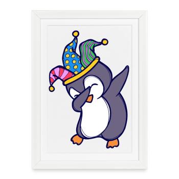 Drôle d’oiseau mignon pingouin Zoo Animal - Affiche encadrée (27 × 37 cm) - blanc - Devant