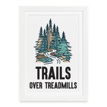 Trail Running - Sentiers sur tapis roulants - Affiche encadrée (27 × 37 cm) - blanc - Devant