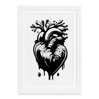 Coeur avec gouttes et veines - Affiche encadrée (27 × 37 cm) - blanc - Devant