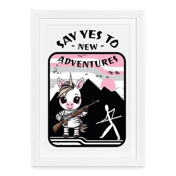 Licorne zèbre - Affiche encadrée (27 × 37 cm) - blanc - Devant