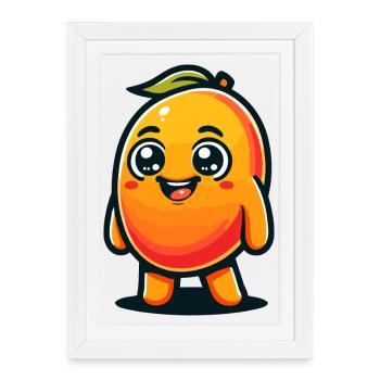 Une mangue ludique de style dessin animé - Affiche encadrée (27 × 37 cm) - blanc - Devant