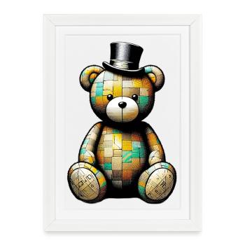 Teddy Bear Chapeau haut de forme Teddy Bear - Affiche encadrée (27 × 37 cm) - blanc - Devant