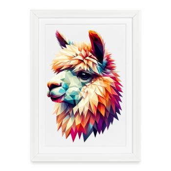 Alpaga polygonal - Affiche encadrée (27 × 37 cm) - blanc - Devant