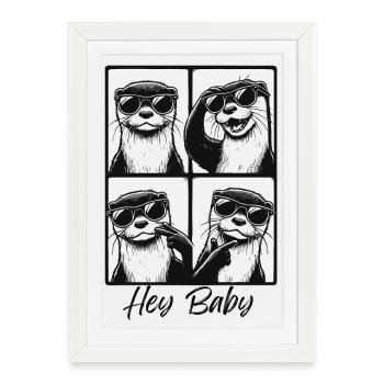 Salut bébé loutre - Affiche encadrée (27 × 37 cm) - blanc - Devant