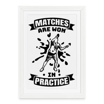 Les matchs sont gagnés à l’entraînement - Affiche encadrée (27 × 37 cm) - blanc - Devant