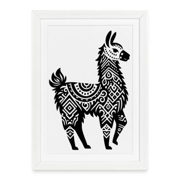 Lama tribal - Affiche encadrée (27 × 37 cm) - blanc - Devant