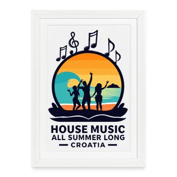 Croatie House Music - Affiche encadrée (27 × 37 cm) - blanc - Devant