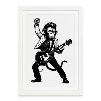 L’orchestre de danse des singes - Affiche encadrée (27 × 37 cm) - blanc - Devant