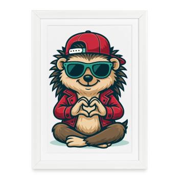 Hedgehog Heart Beat - Framed poster (27 × 37 cm) - white - Front