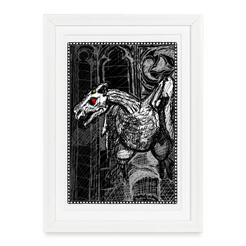 Gargouille gothique - Affiche encadrée (27 × 37 cm) - blanc - Devant