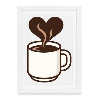 Rêve de café en forme de cœur - Affiche encadrée (27 × 37 cm) - blanc - Devant