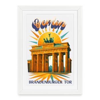 Berlin - PORTE DE BRANDEBOURG - Rêves rétro urbains - Affiche encadrée (27 × 37 cm) - blanc - Devant