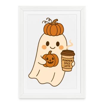 Pumpkin Ghosts Halloween Design - Framed poster (27 × 37 cm) - white - Front