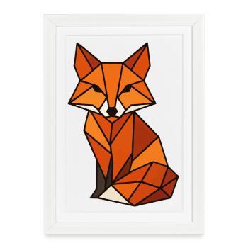 Geometric Fox Triangles - Framed poster (27 × 37 cm) - white - Front