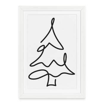 Croquis d’arbre de Noël – Motif de Noël - Affiche encadrée (27 × 37 cm) - blanc - Devant