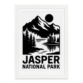 Parc national Jasper - Affiche encadrée (27 × 37 cm) - blanc - Devant