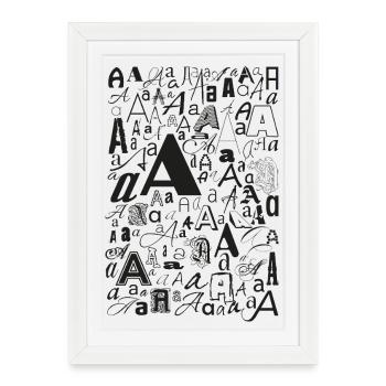 Typo A - Conception de lettres pour les amateurs de polices de caractères - Affiche encadrée (27 × 37 cm) - blanc - Devant