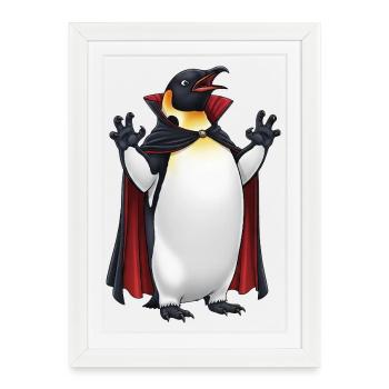 Funny Halloween Penguin Vampire Creepy Cartoon - Framed poster (27 × 37 cm) - white - Front