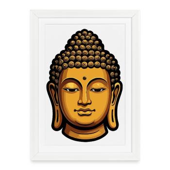 Aura de méditation du Bouddha d’or - Affiche encadrée (27 × 37 cm) - blanc - Devant