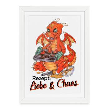 Funny Dragon Cookies Baking Christmas - Framed poster (27 × 37 cm) - white - Front