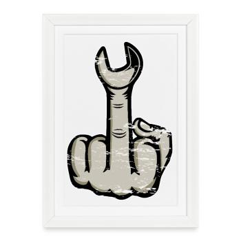 Middle Finger Stinky Finger Wrench Design - Framed poster (27 × 37 cm) - white - Front