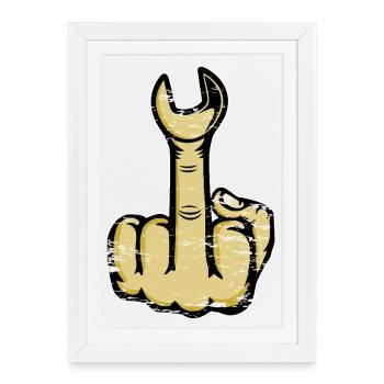 Doigt d’honneur Clé à molette puante - Affiche encadrée (27 × 37 cm) - blanc - Devant