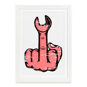 Doigt du milieu Clé à doigt puante Conception - Affiche encadrée (27 × 37 cm) - blanc - Devant