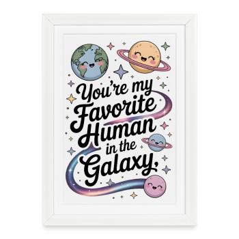 De jolies tasses à café avec des planètes galaxie n - Affiche encadrée (27 × 37 cm) - blanc - Devant
