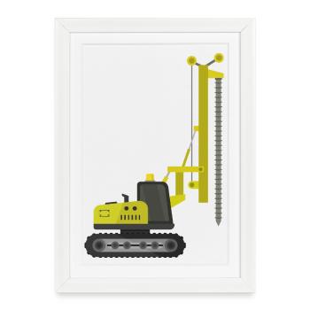 Plateforme de forage à chenilles - Affiche encadrée (27 × 37 cm) - blanc - Devant