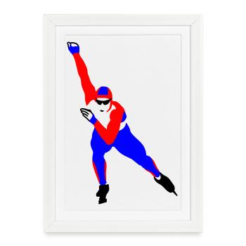 patinage de vitesse - Affiche encadrée (27 × 37 cm) - blanc - Devant